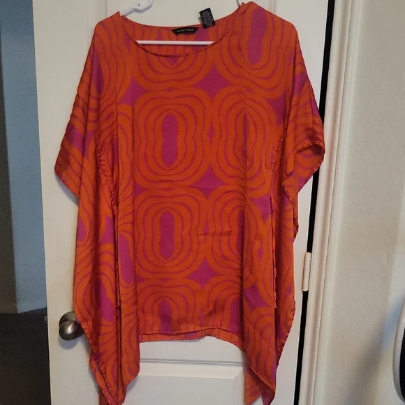New York & Company Orange and Purple Tunic Top Size S - Picture 3 of 12